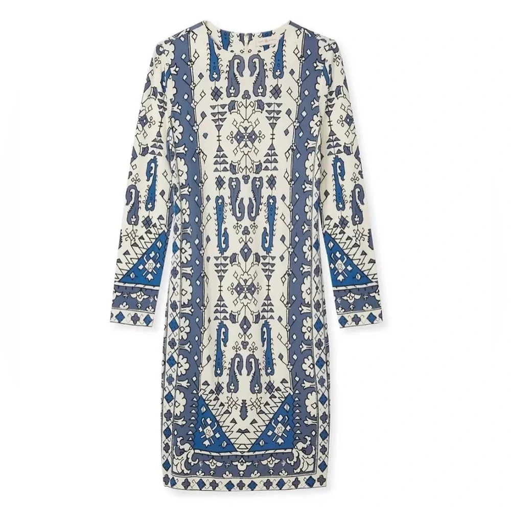Tory‎ Burch Matte Jersey Lisbon Blue & White Dress